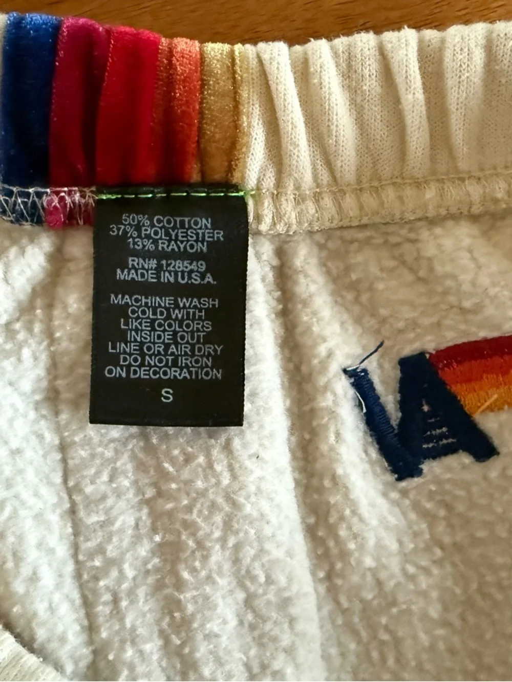 RARE Aviator Nation 5 Stripe Velour Sweatpants Cream S Coastal Cowgirl Cozycore - Picture 6 of 8